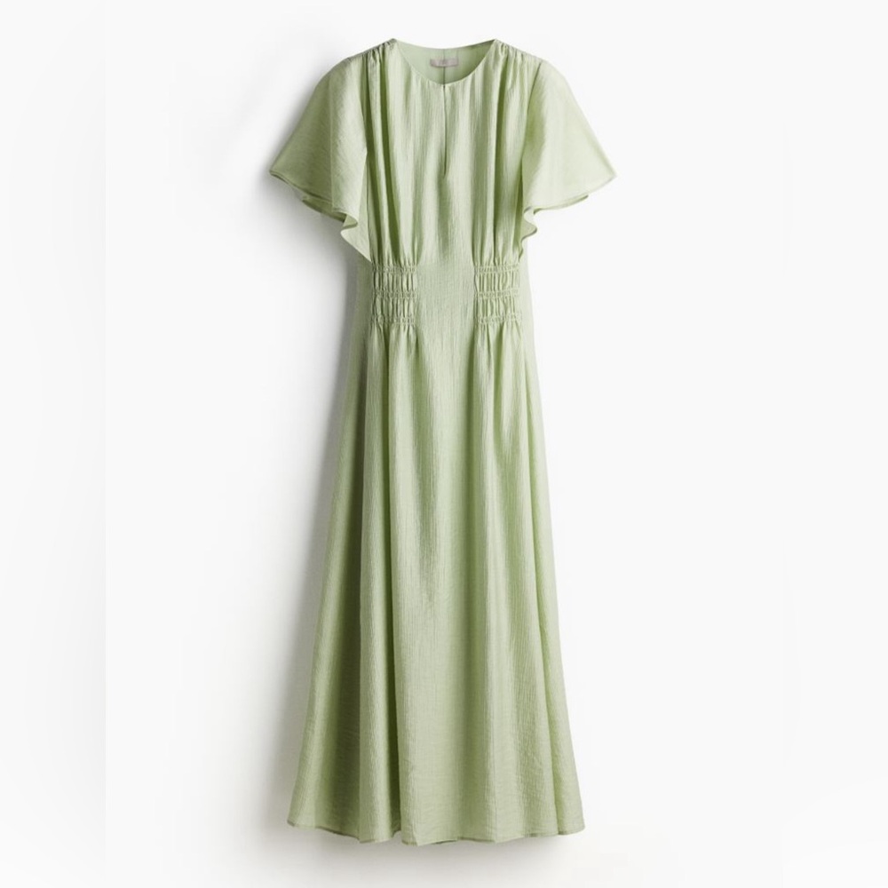 Green maxi dress with flutter sleeves
